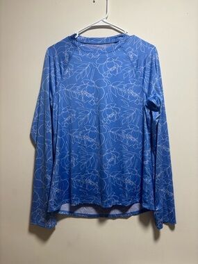 The American Outdoorsman Blue Floral UPF Sun Protection Shirt Large